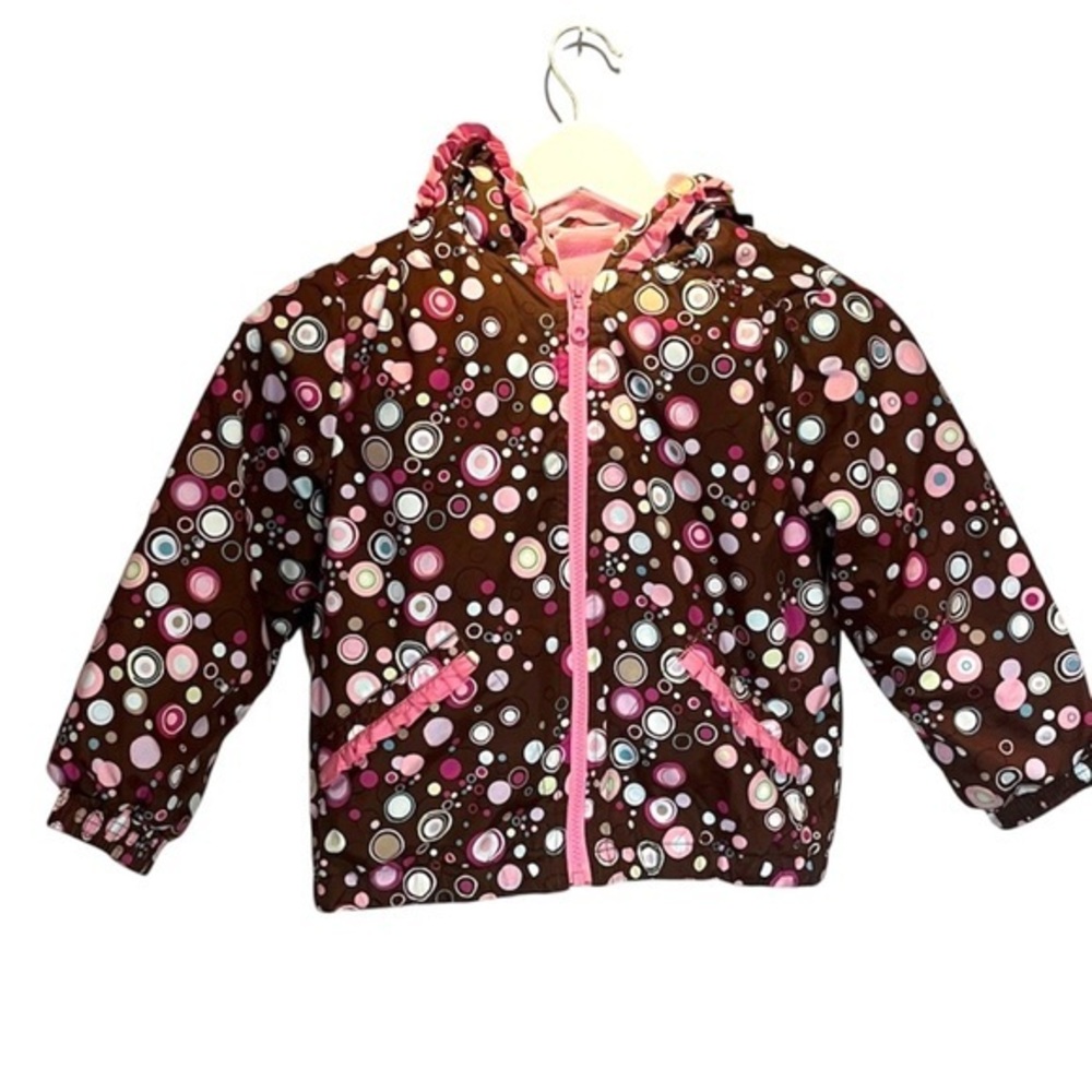 Hanna Andersson Girl’s Coat Fleece Lined Size 110 or 4T Brown Pink